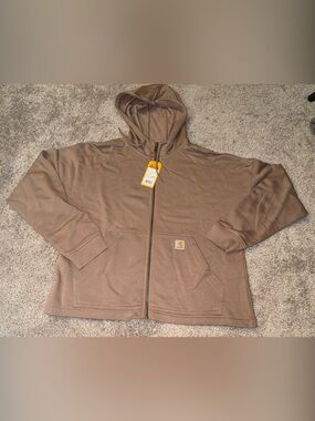 Carhartt Tan Full-Zip Hooded Sweatshirt
